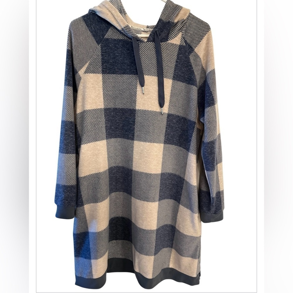 Koolaburra by Ugg, Hooded Sweater Dress/Lounger with Pockets, SZ: M, Plaid - Picture 2 of 8